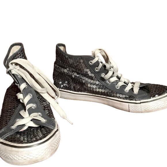 Balera women’s high top silver sequined dance sneakers size 8 - Picture 1 of 12